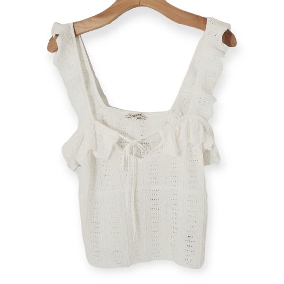Guess Elia Sleeveless Ruffled Top size Med - Picture 2 of 6